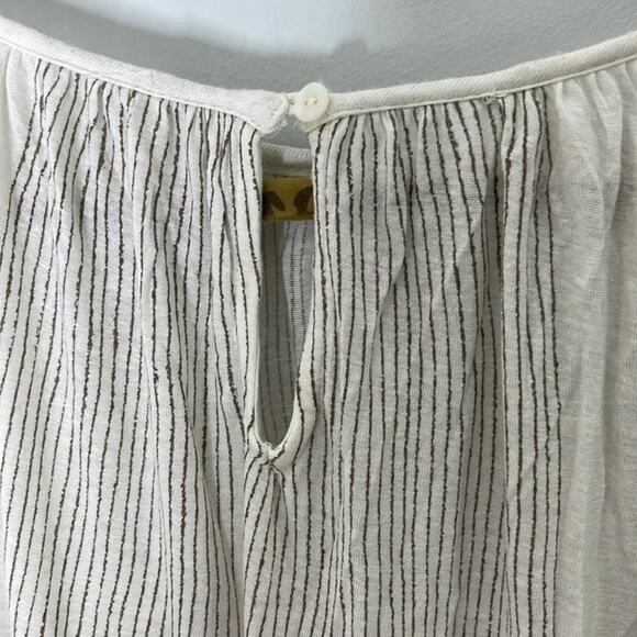 FREE PEOPLE White and Tan Mesh and Embroidered Boho Style Lyocell Blend Top SM - Picture 7 of 8